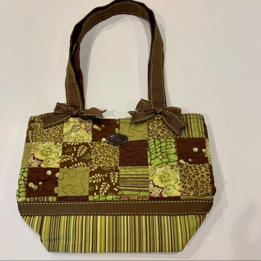 Donna Sharp Brown & Green‎ Quilted Purse Bag